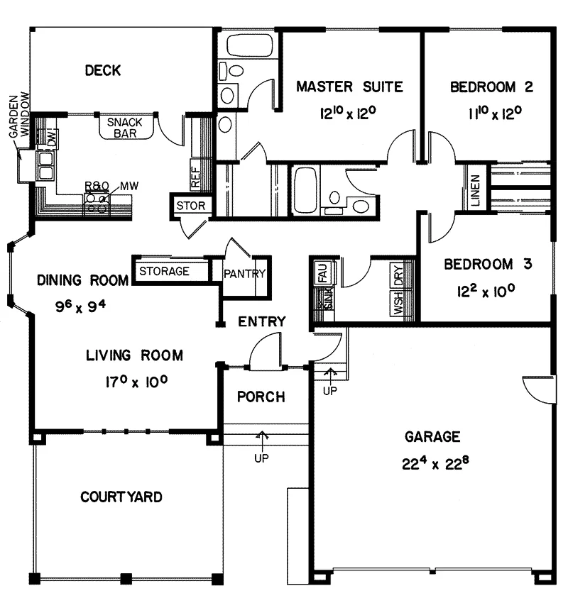 Contemporary House Plan First Floor - Windfall Farm Ranch Home 085D-0347 - Shop House Plans and More