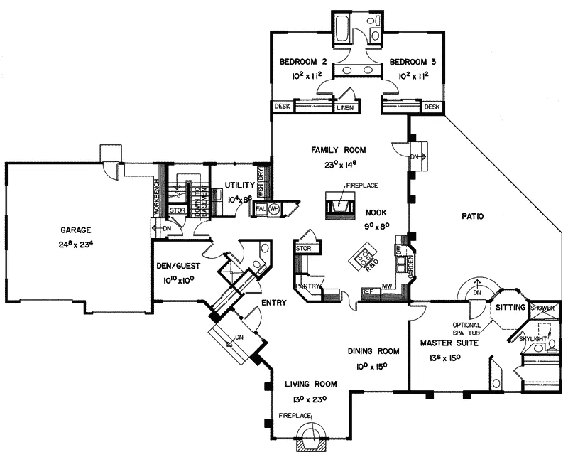Traditional House Plan First Floor - Chandellay Ranch Home 085D-0351 - Search House Plans and More