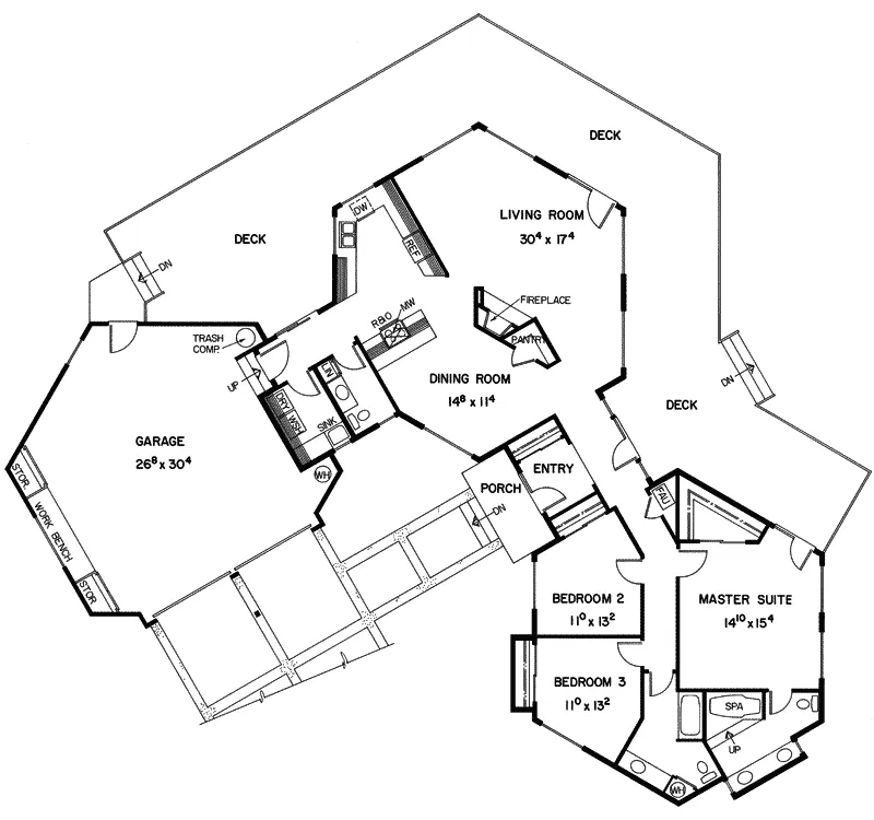 Traditional House Plan First Floor - Kenmarre Ranch Home 085D-0361 - Search House Plans and More