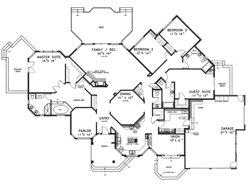 Luxury House Plan First Floor - Everett Manor Luxury Ranch Home 085D-0395 - Search House Plans and More