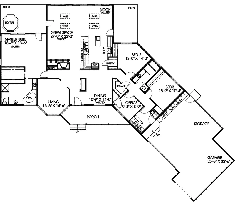 European House Plan First Floor - Calcutta Ranch Home 085D-0437 - Search House Plans and More