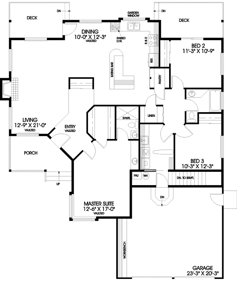 Contemporary House Plan First Floor - Southern Hill Ranch Home 085D-0465 - Shop House Plans and More