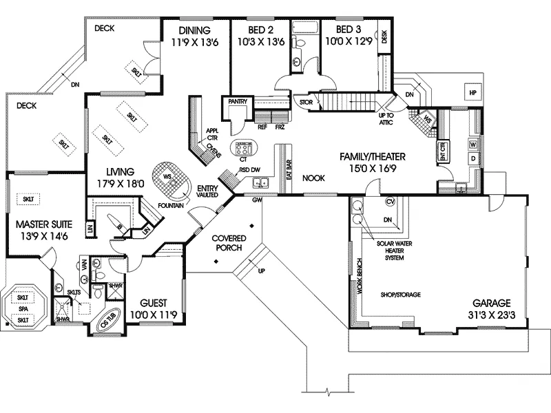 Country House Plan First Floor - Theordore Contemporary Home 085D-0480 - Shop House Plans and More