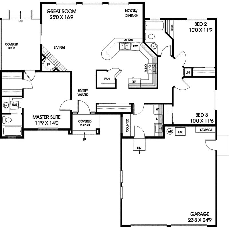 European House Plan First Floor - Thornfield Contemporary Home 085D-0493 - Shop House Plans and More