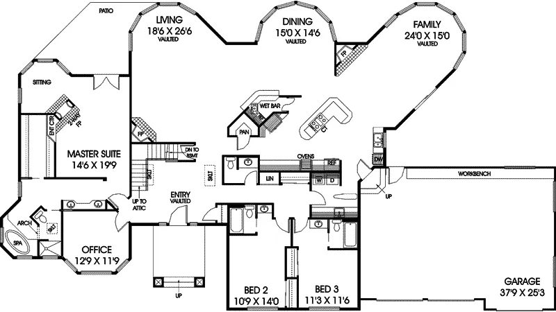 Ranch House Plan First Floor - Curran Luxury Ranch Home 085D-0510 - Search House Plans and More