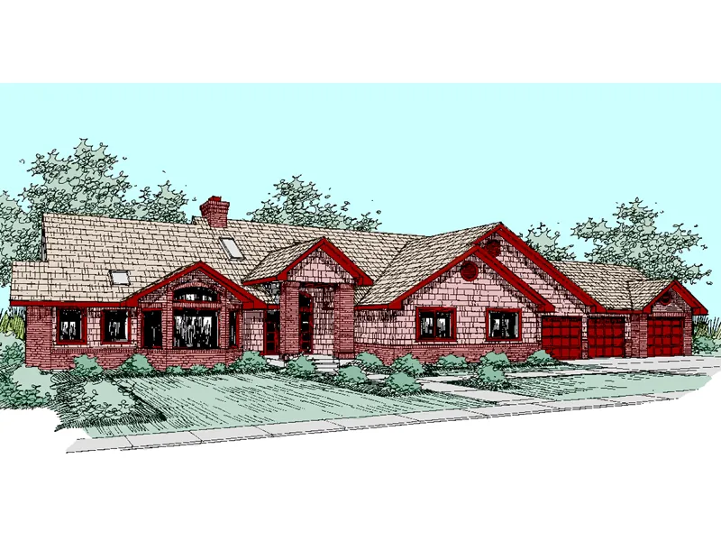 Ranch House Plan Front of Home - Curran Luxury Ranch Home 085D-0510 - Search House Plans and More