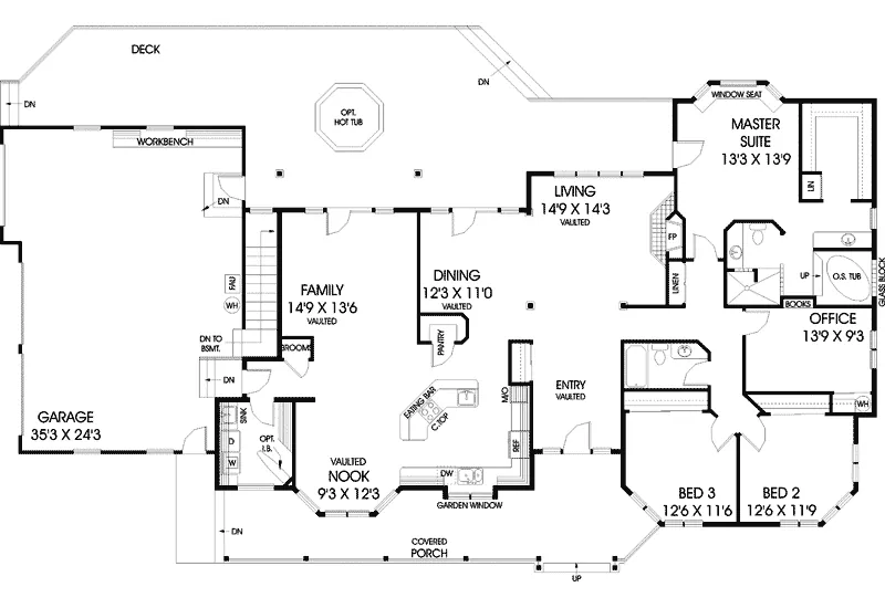 Ranch House Plan First Floor - Postgrove Contemporary Home 085D-0530 - Shop House Plans and More