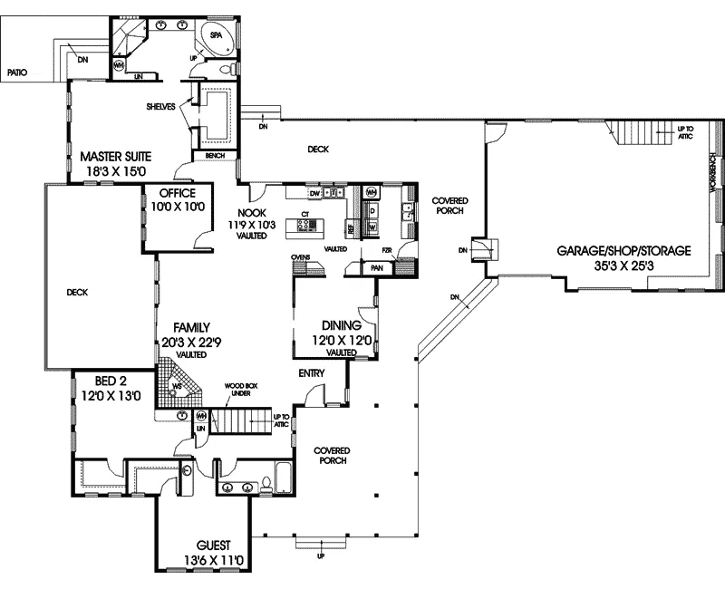 Ranch House Plan First Floor - Brock Creek Country Farmhouse 085D-0533 - Search House Plans and More
