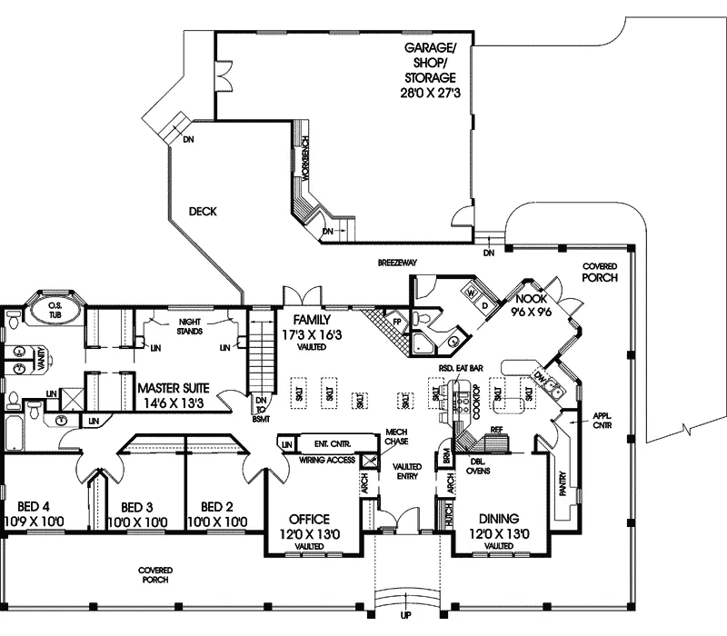 Country House Plan First Floor - Aubrey Hill Luxury Lake Home 085D-0534 - Search House Plans and More