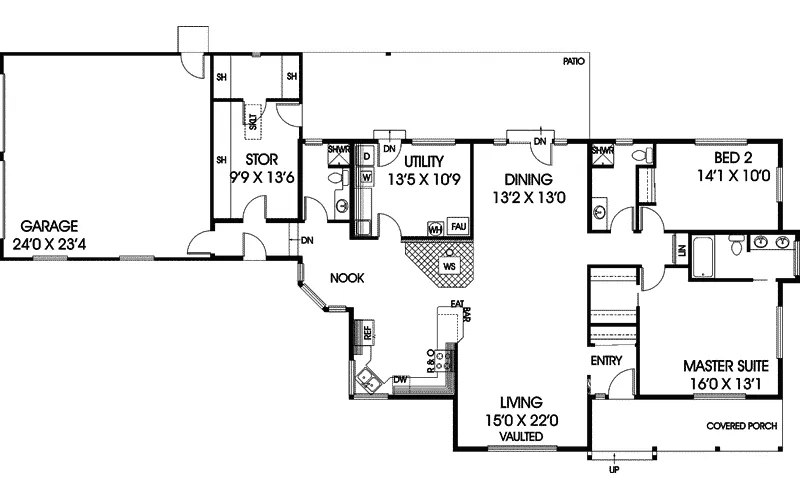Country House Plan First Floor - Wapato Country Ranch Home 085D-0594 - Shop House Plans and More