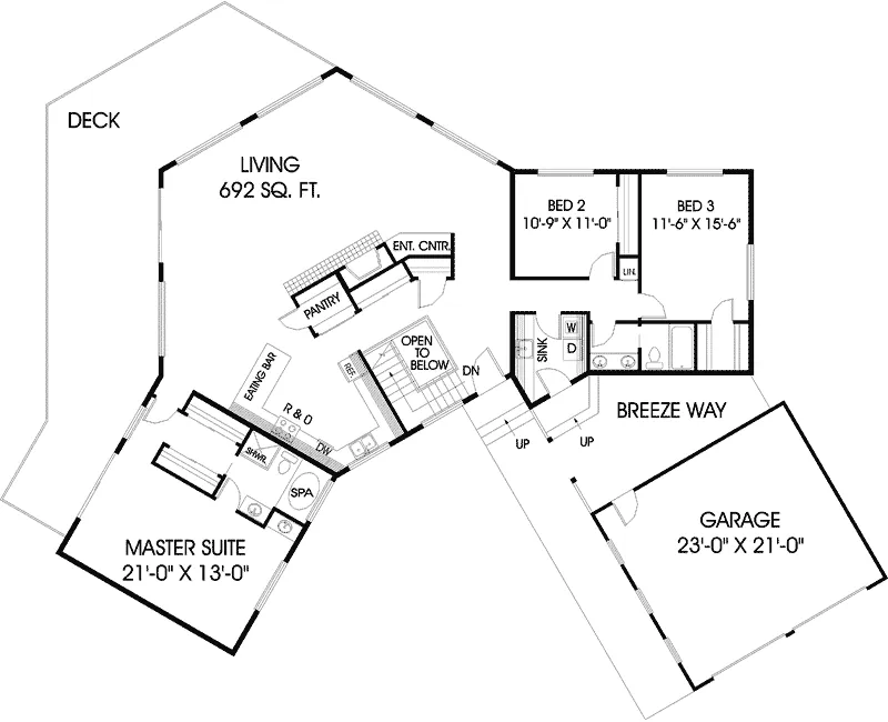 Ranch House Plan First Floor - Arlen Luxury Sunbelt Home 085D-0612 - Search House Plans and More