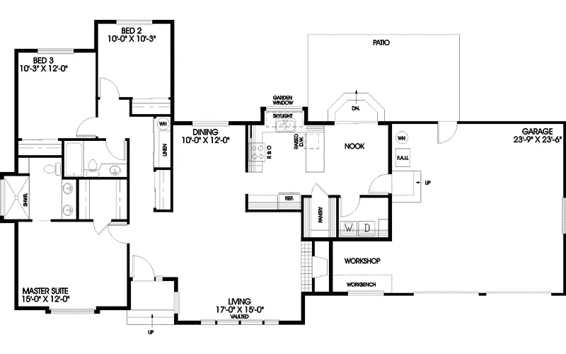 Ranch House Plan First Floor - Timberwood Contemporary Home 085D-0658 - Shop House Plans and More
