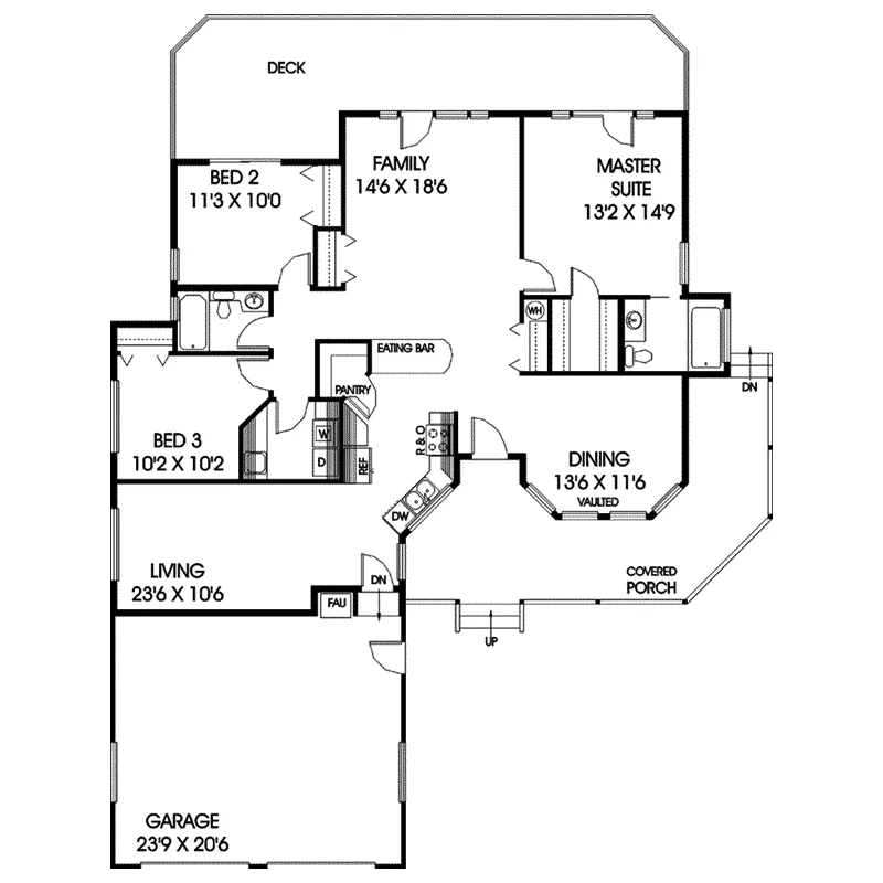 Ranch House Plan First Floor - Randelay Country Ranch Home 085D-0667 - Shop House Plans and More
