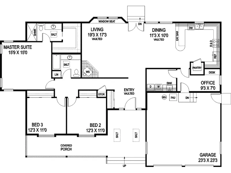 Country House Plan First Floor - Riva Ridge Country Ranch Home 085D-0689 - Shop House Plans and More