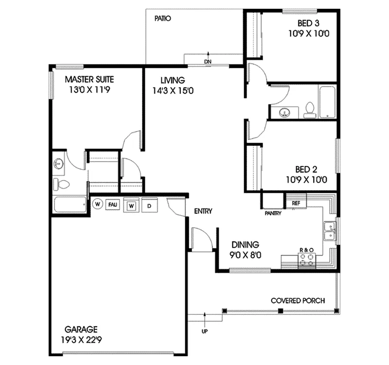 Country House Plan First Floor - Kenneth Place Country Ranch Home 085D-0715 - Search House Plans and More