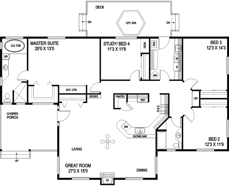 Vacation House Plan First Floor - Lockhart Peak Rustic Home 085D-0777 - Shop House Plans and More