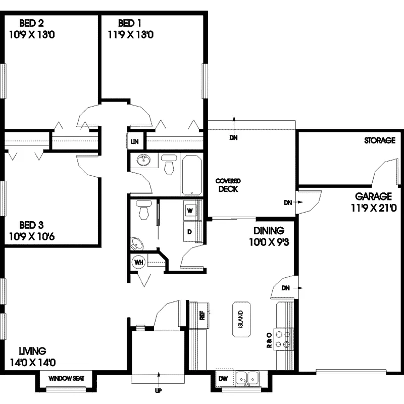 Country House Plan First Floor - Johannsson Ranch Home 085D-0801 - Search House Plans and More