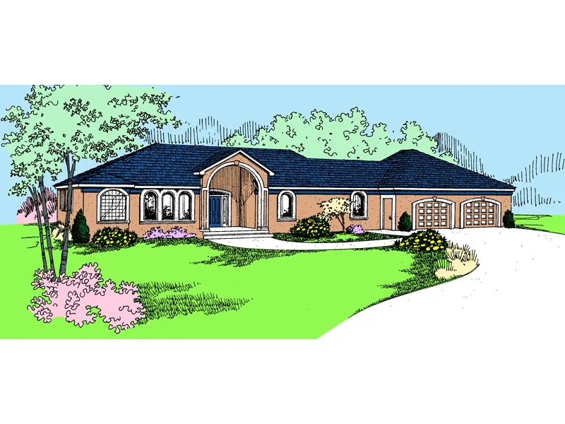 Southwestern House Plan Front of Home - Greenleaf Ranch Home 085D-0811 - Search House Plans and More