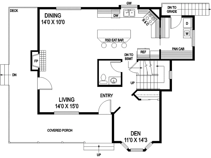 Country House Plan First Floor - Katy Crest Beach Home 085D-0815 - Search House Plans and More