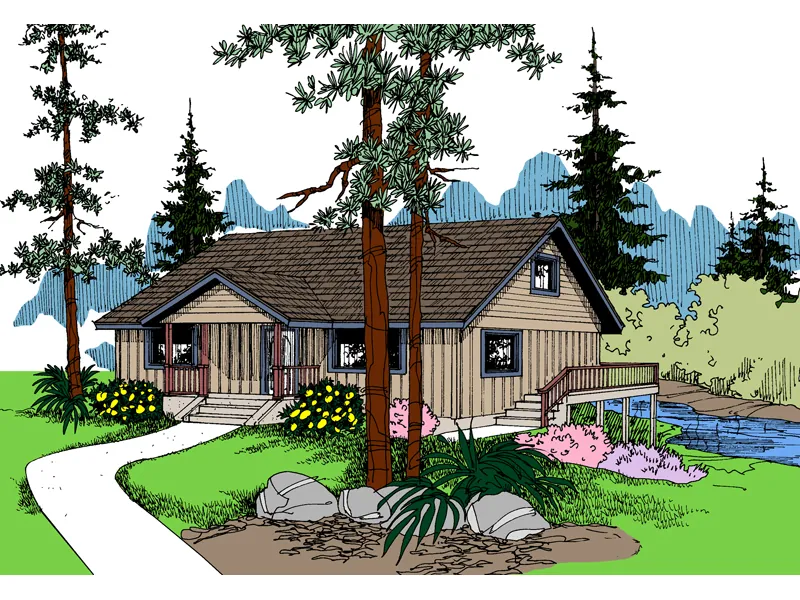 Traditional House Plan Front of Home - Tranquility Vacation Lake Home 085D-0832 - Shop House Plans and More
