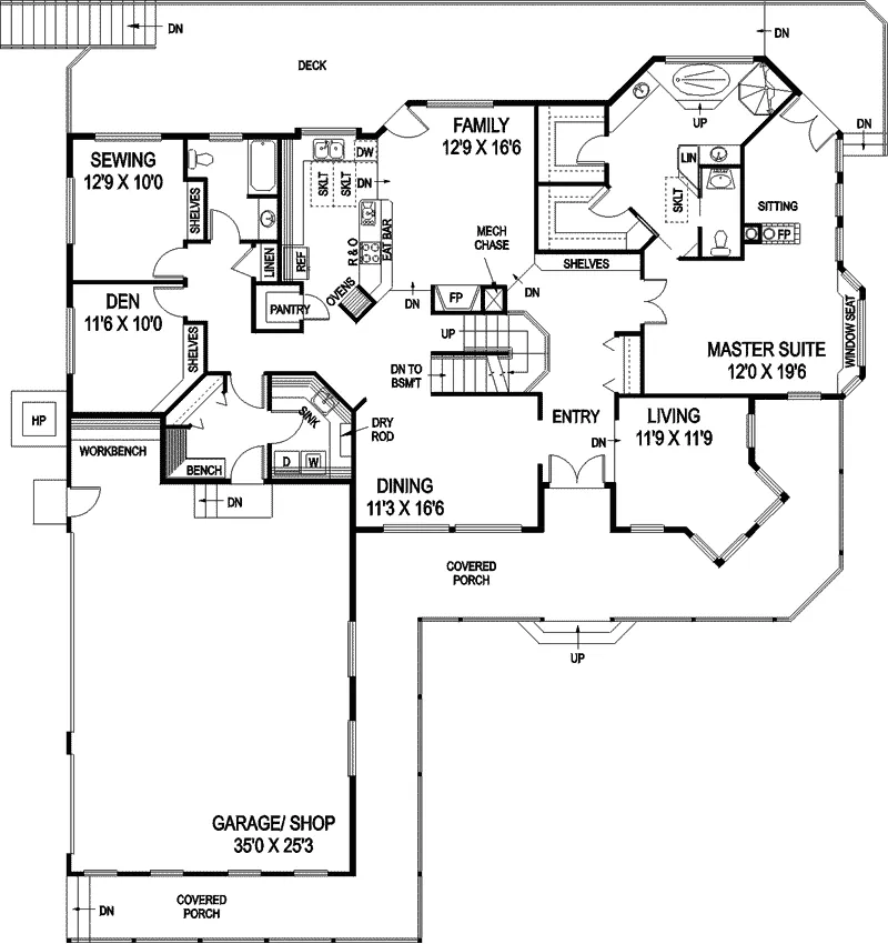 Traditional House Plan First Floor - Park Steed Rustic Home 085D-0846 - Shop House Plans and More