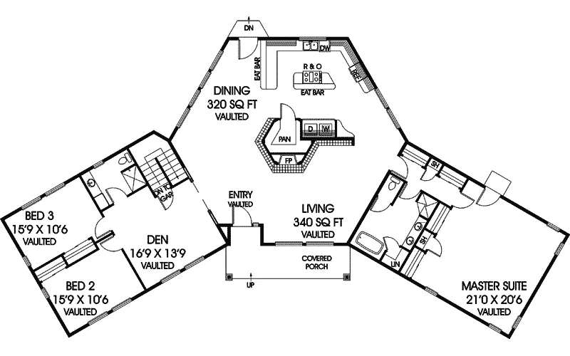 Country House Plan First Floor - Ramsbury Craftsman Home 085D-0888 - Shop House Plans and More