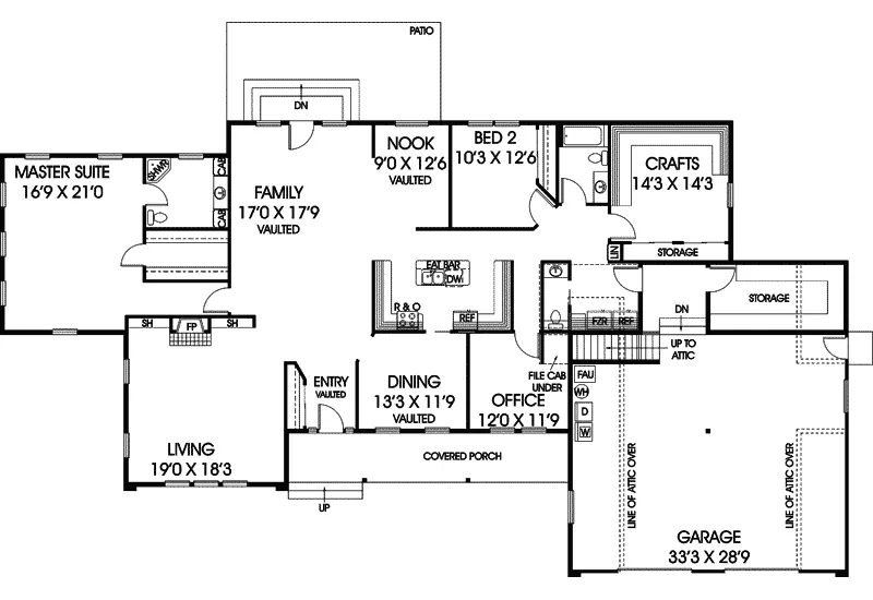 Traditional House Plan First Floor - Stonehenge Country Ranch Home 085D-0891 - Shop House Plans and More