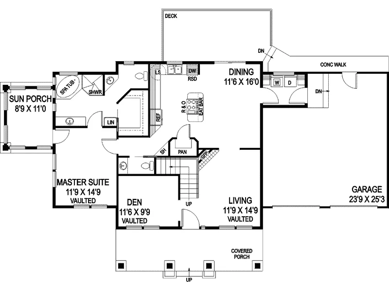 Craftsman House Plan First Floor - Strathmore Craftsman Home 085D-0892 - Shop House Plans and More