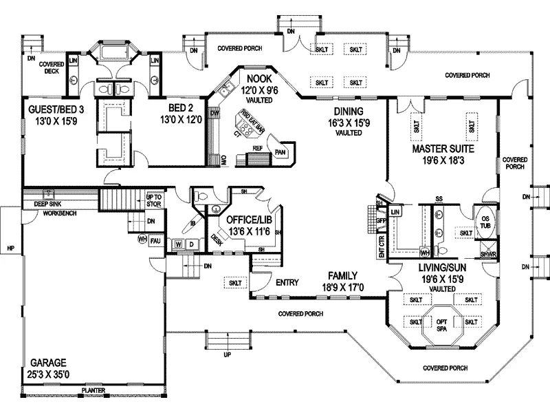 Country House Plan First Floor - Caldera Country Ranch Home 085D-0927 - Search House Plans and More