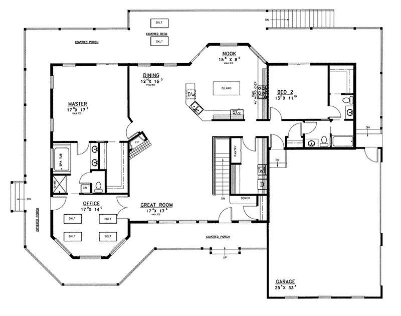 Ranch House Plan First Floor - Schwartz Mill Country Home 085D-0933 - Shop House Plans and More