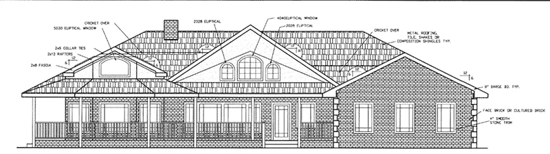 Ranch House Plan Front Elevation - Schwartz Mill Country Home 085D-0933 - Shop House Plans and More