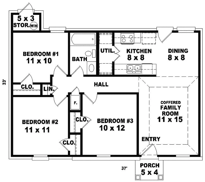Country House Plan First Floor - Foxtree Traditional Ranch Home 087D-0001 - Search House Plans and More