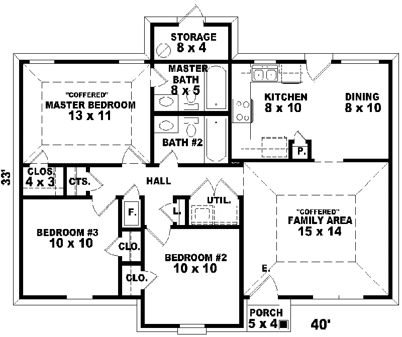 Traditional House Plan First Floor - Franklin Creek Ranch Home 087D-0003 - Search House Plans and More