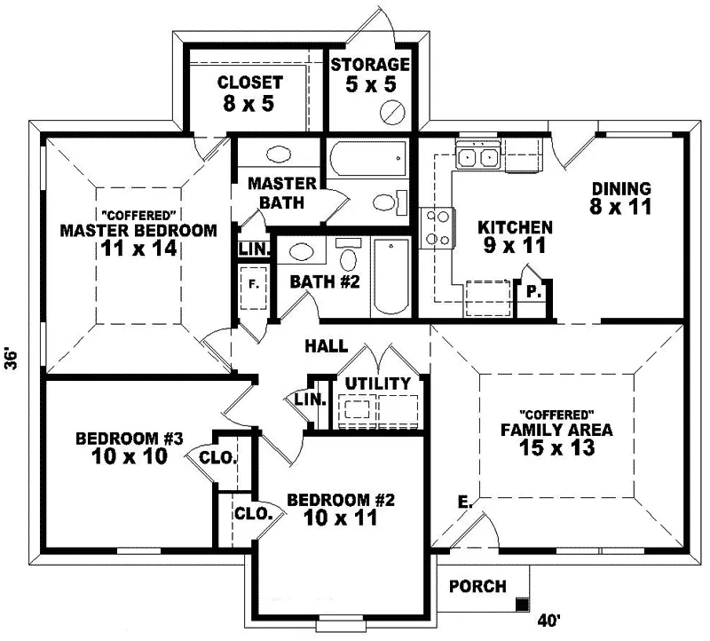 Country House Plan First Floor - Adonis Park Ranch Home 087D-0007 - Search House Plans and More