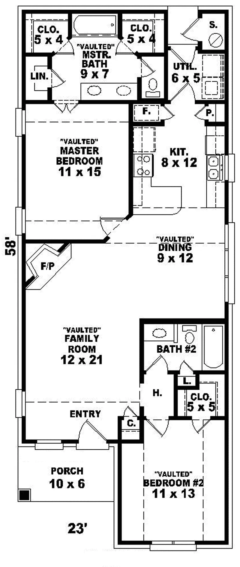 Traditional House Plan First Floor - Chamblin Narrow Lot Ranch Home 087D-0014 - Search House Plans and More