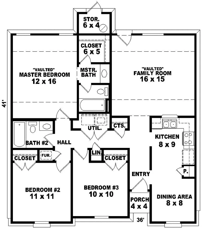 Southern House Plan First Floor - Melana Point Ranch Home 087D-0026 - Shop House Plans and More