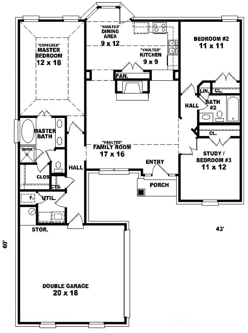 Neoclassical House Plan First Floor - Saxton Ranch Home 087D-0076 - Shop House Plans and More