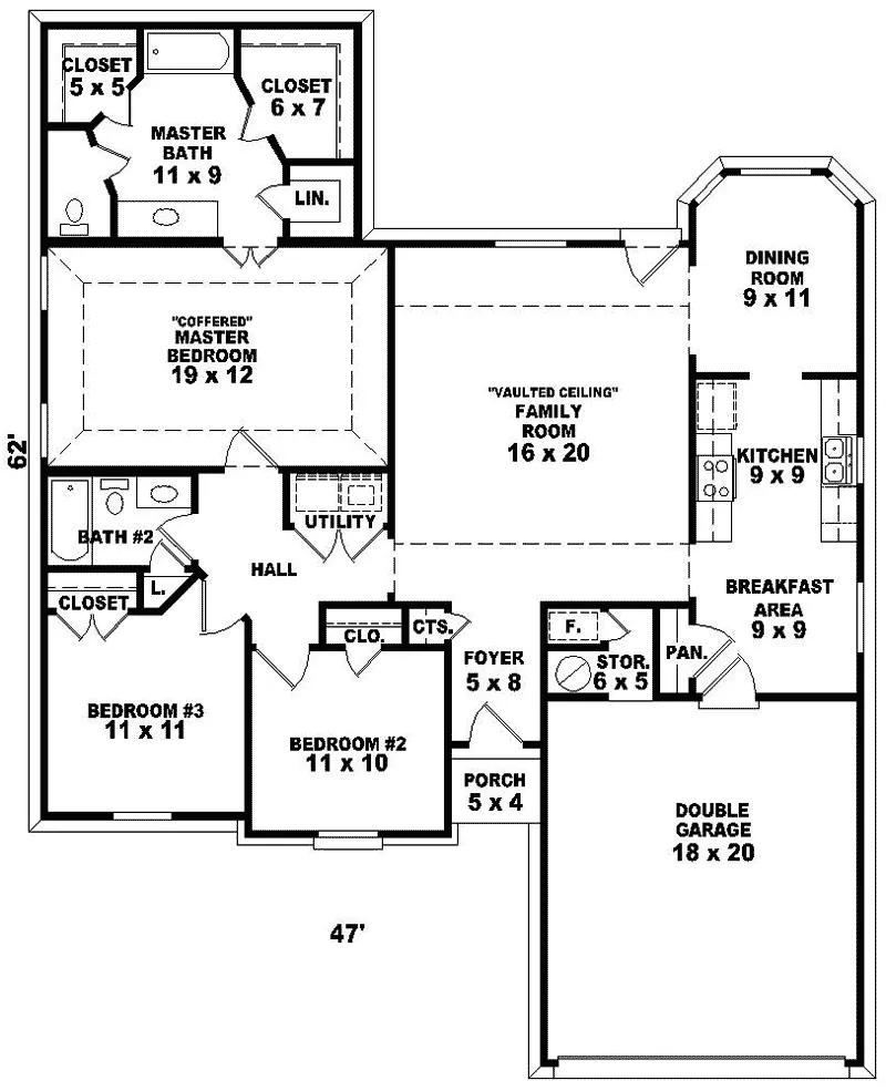 Ranch House Plan First Floor - Emory Hill One-Story Home 087D-0114 - Search House Plans and More