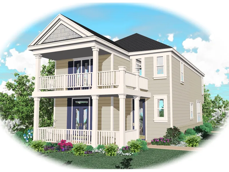 Front Porch And Balcony Above Create Southern Style