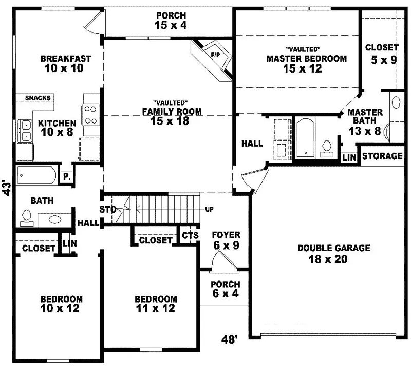 Traditional House Plan First Floor - Duberry Traditional Home 087D-0119 - Search House Plans and More