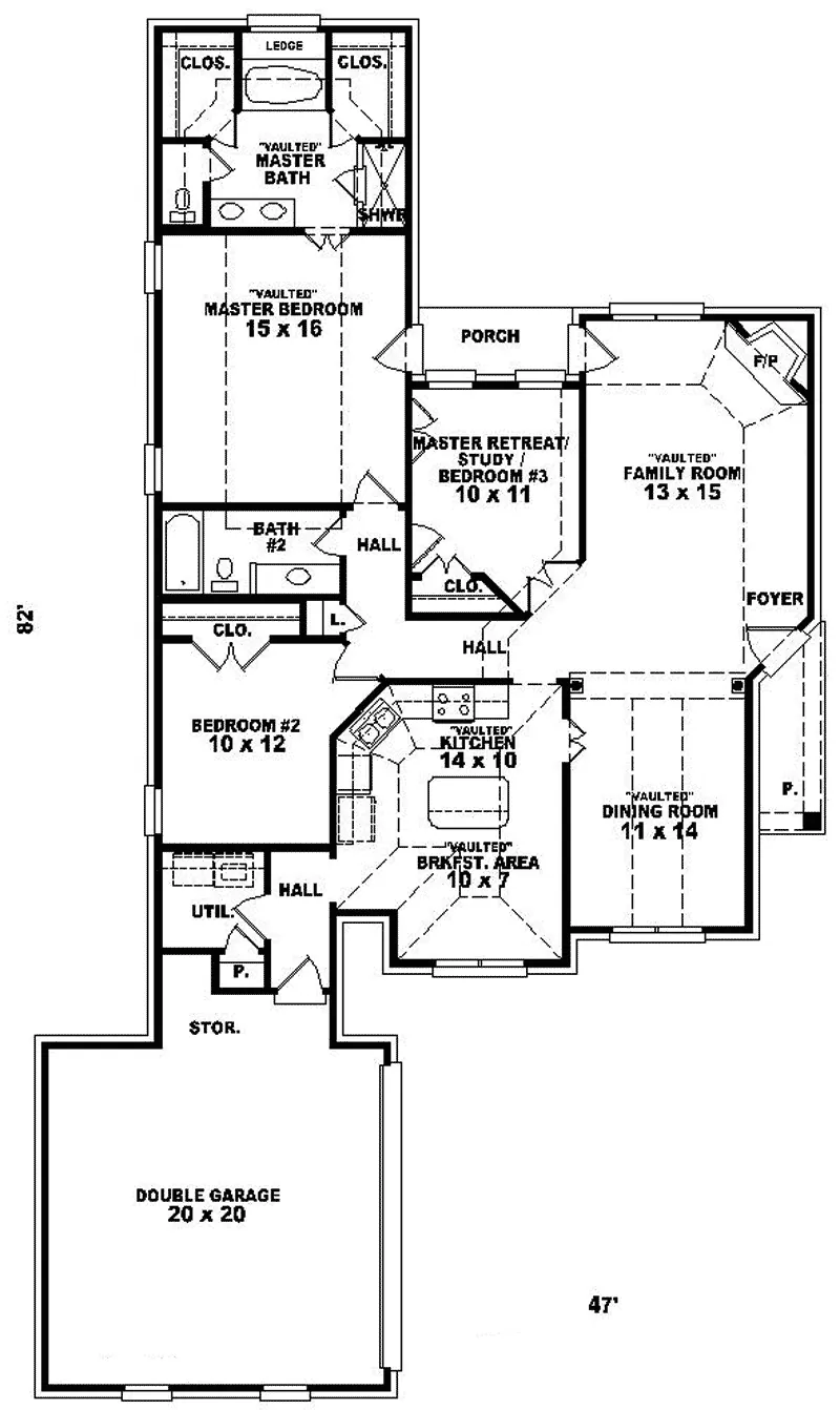 Traditional House Plan First Floor - Goodin Hollow Ranch Home 087D-0128 - Search House Plans and More