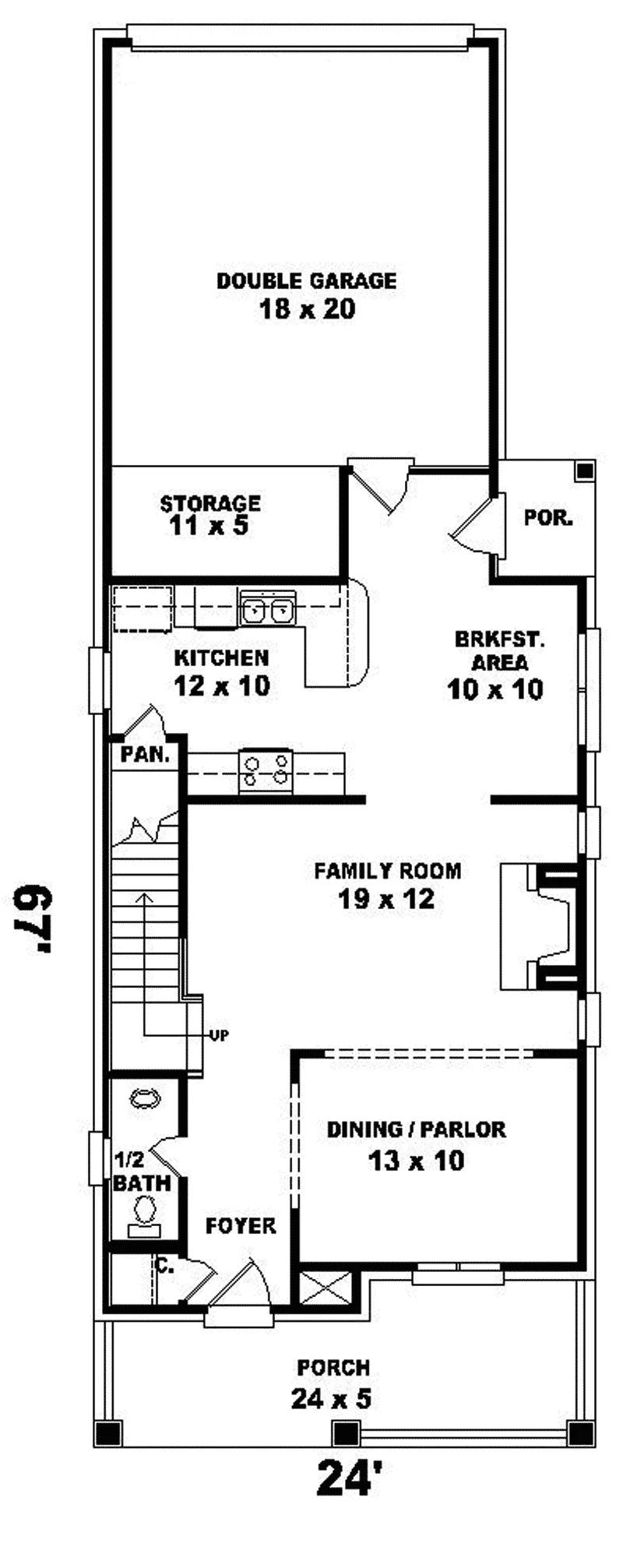 Colonial House Plan First Floor - Melrose Acres Southern Home 087D-0134 - Shop House Plans and More