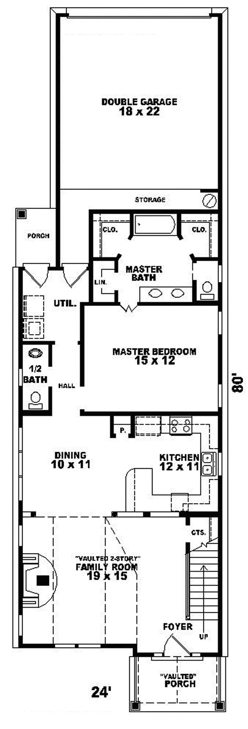 Country House Plan First Floor - Morgan Acres Narrow Lot Home 087D-0146 - Shop House Plans and More