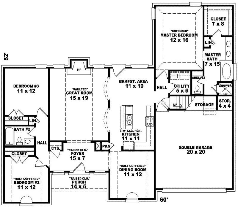 Ranch House Plan First Floor - Darius Ranch Home 087D-0150 - Search House Plans and More