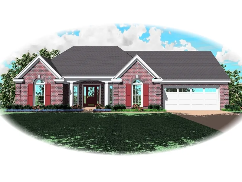 Ranch House Plan Front of Home - Darius Ranch Home 087D-0150 - Search House Plans and More