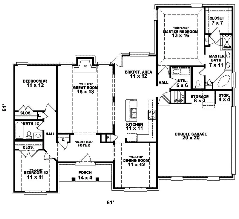 Ranch House Plan First Floor - Regency Manor Ranch Home 087D-0156 - Shop House Plans and More