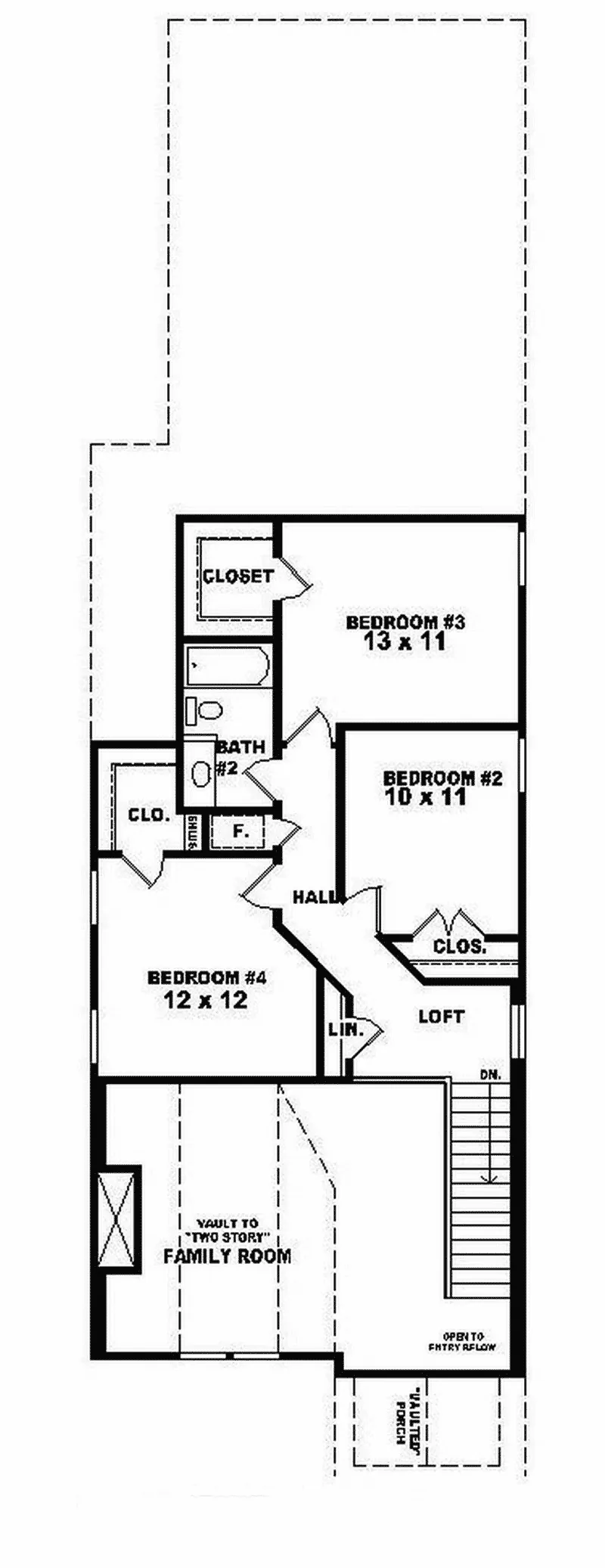 Traditional House Plan Second Floor - Alfredo Point Narrow Lot Home 087D-0170 - Search House Plans and More