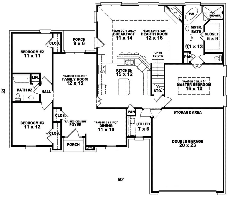 Colonial House Plan First Floor - Devine Traditional Home 087D-0213 - Search House Plans and More