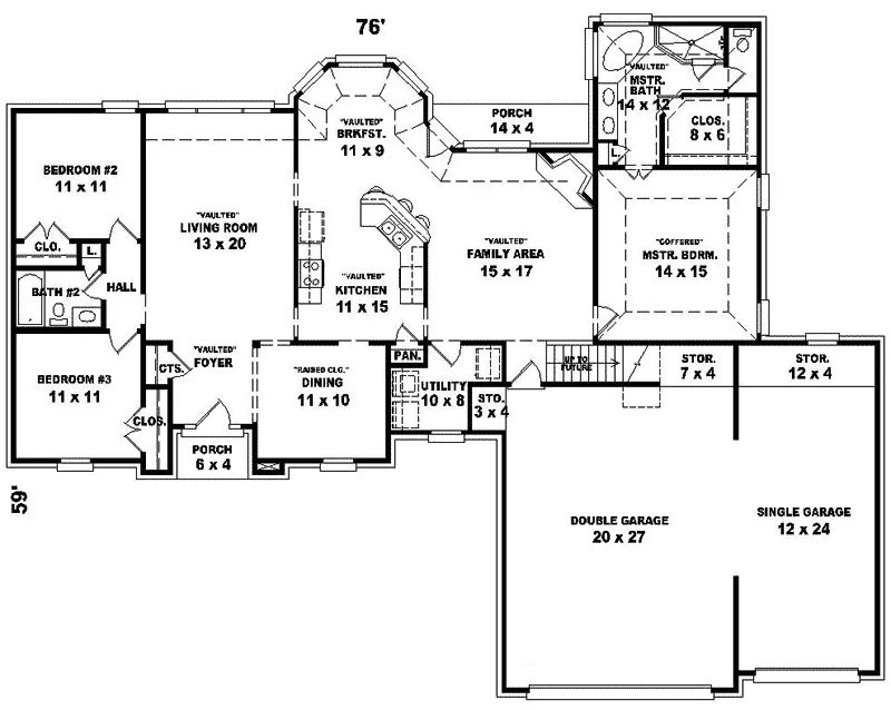 European House Plan First Floor - Rollingsford Ranch Home 087D-0227 - Shop House Plans and More