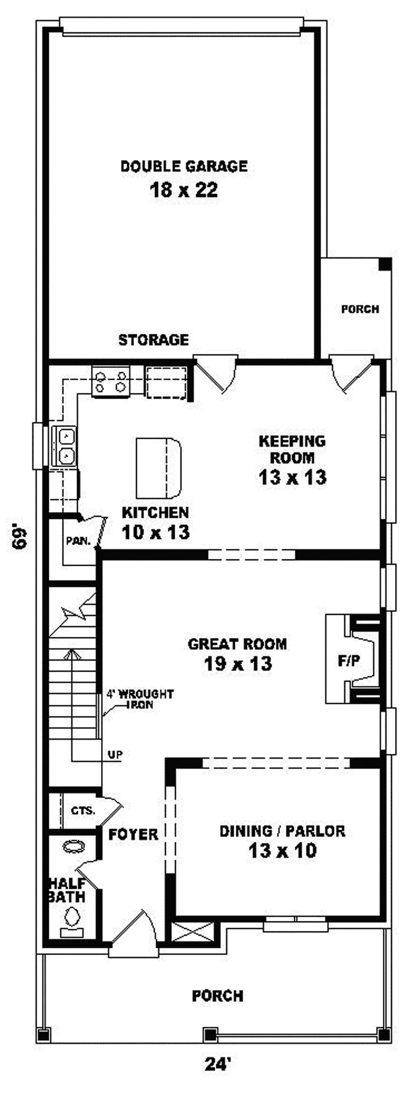 Waterfront House Plan First Floor - Churchill Place Southern Home 087D-0233 - Search House Plans and More